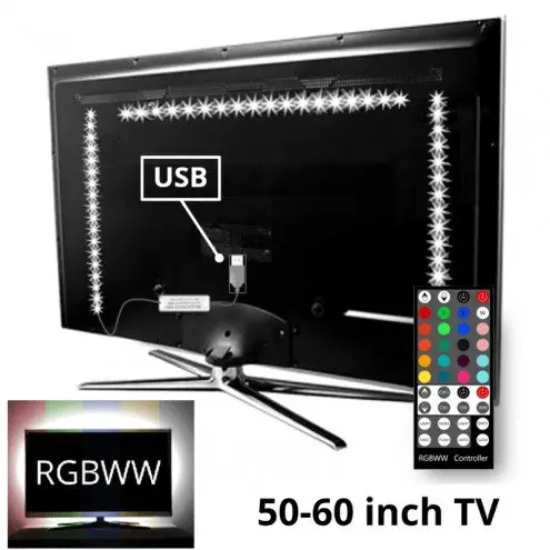 TV backlight set met 3 RGBWW ledstrips voor TV's 50-60 inch