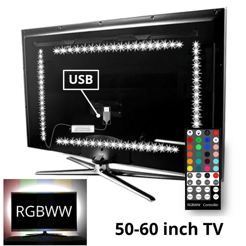 Retentie Bont Herkenning TV backlight set met 4 RGBWW ledstrips voor TV's 50-60 inch kopen? Bestel  via 123LEDStrips!