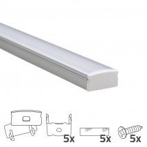 Aluminium ledstrip profiel opbouw 2M - 8 mm hoog - compleet met afdekkap