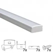 Aluminium ledstrip profiel opbouw 3M - 8 mm hoog - compleet met afdekkap