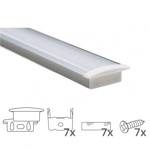 Led strip profiel inbouw Laag model - compleet inclusief afdekkap 3 meter 8 mm