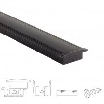 Aluminium ledstrip profiel zwart inbouw 1M Slim Line - 7 mm hoog - Compleet met afdekkap