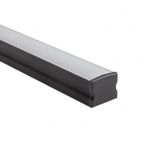 aluminium ledstrip profiel zwart opbouw 1m 15 mm hoog compleet met afdekkap 12