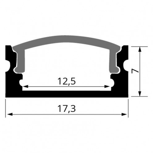 aluminium ledstrip profiel zwart opbouw 3m 7 mm hoog compleet met afdekkap 8