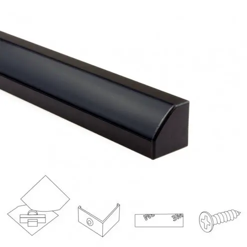 Ledstrip hoekprofiel zwart - Slim line - compleet inclusief afdekkap 3 meter
