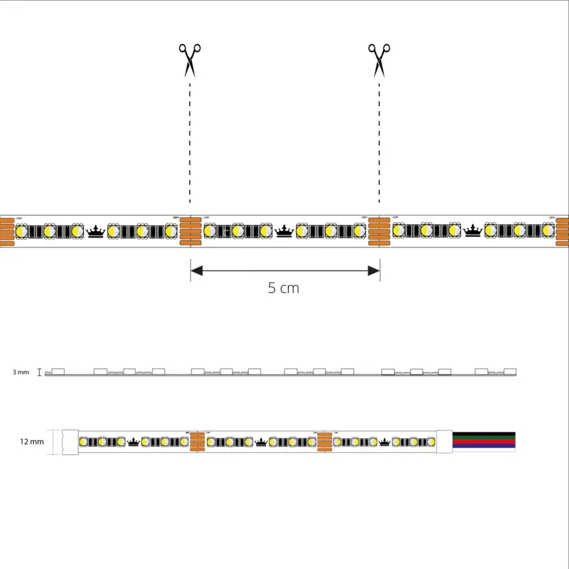 12 meter rgbw led strip complete set pro 96 leds per meter multicolor met helder wit 1