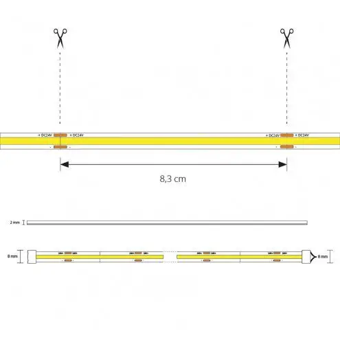2 meter helder wit led strip cob met 384 leds per meter complete set 12