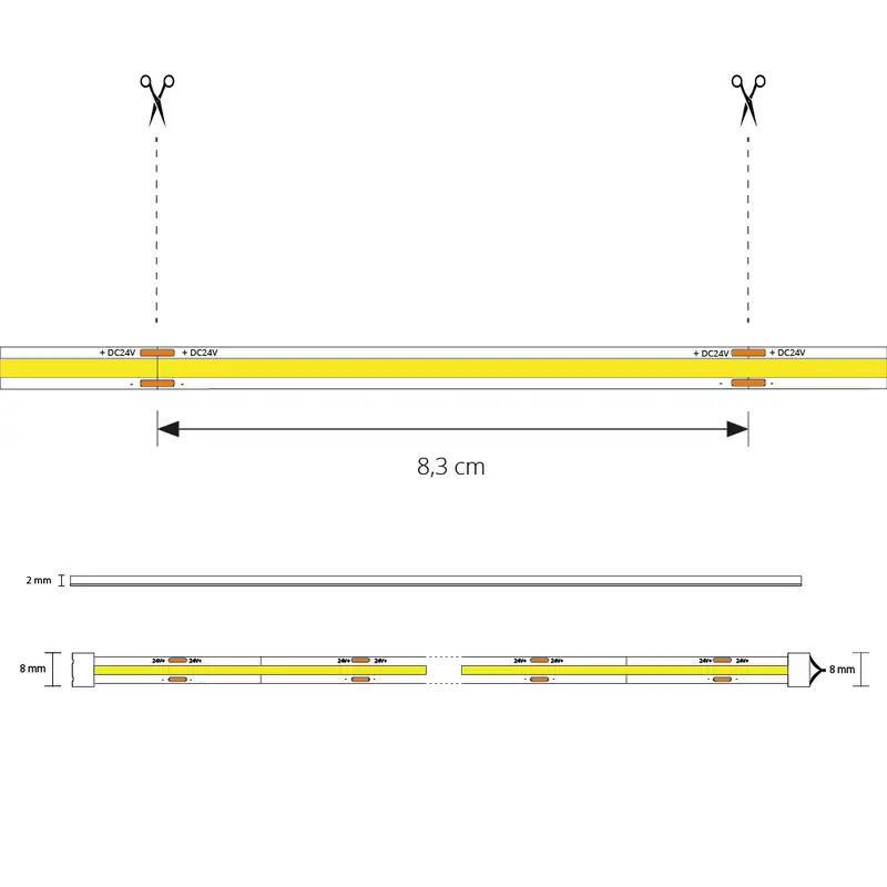 3 meter helder wit led strip cob met 384 leds per meter complete set 12