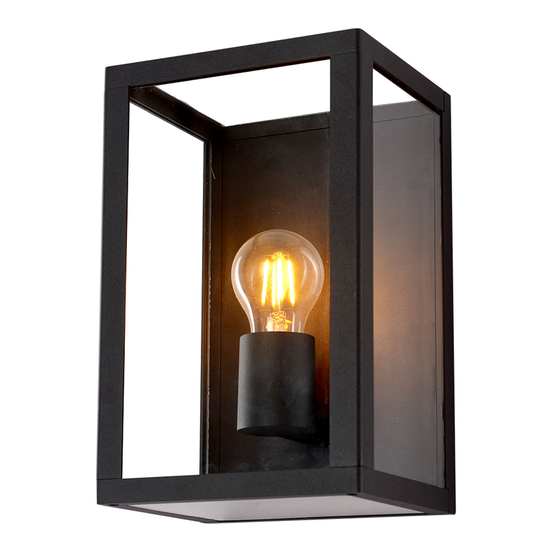 Moderne zwarte wandlamp voor buiten met E27 Milight slimme led lamp via 123LEDStrips!