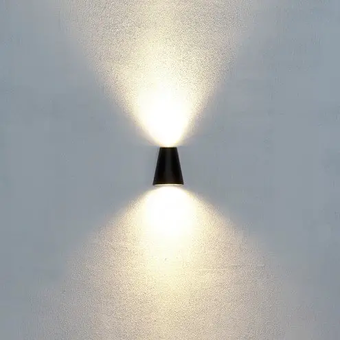 zwarte up down wandlamp voor buiten met zigbee gu10 spots kegel vorm CL1602576006