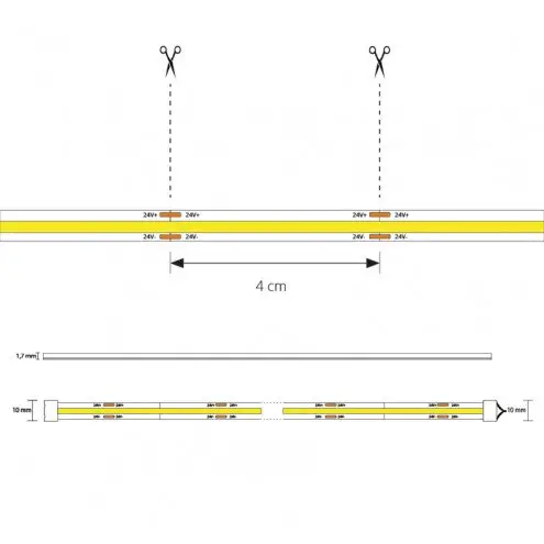 3 meter Helder Wit led strip COB met 504 leds per meter complete set 5