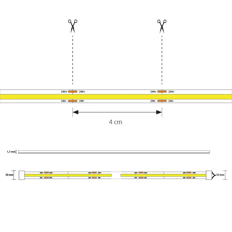 3 meter Helder Wit led strip COB met 504 leds per meter complete set 5