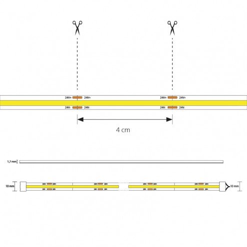 4 meter Helder Wit led strip COB met 504 leds per meter complete set 5