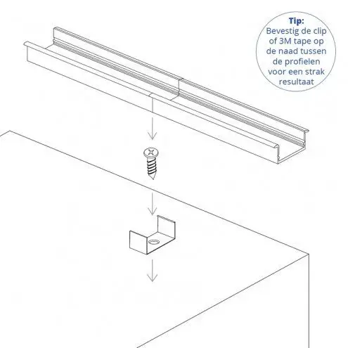 Led strip profiel inbouw Laag model compleet inclusief afdekkap 1 meter 7 mm 6