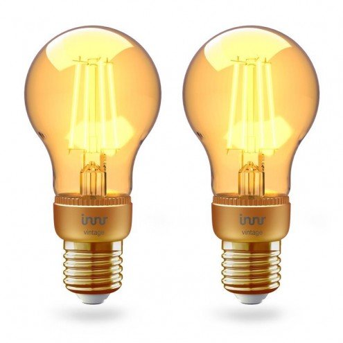 Voordeelset van 2 slimme filament lampen met gouden coating en E27 fitting - Warm Witte lichtkleur - Bedienen met de Hue app