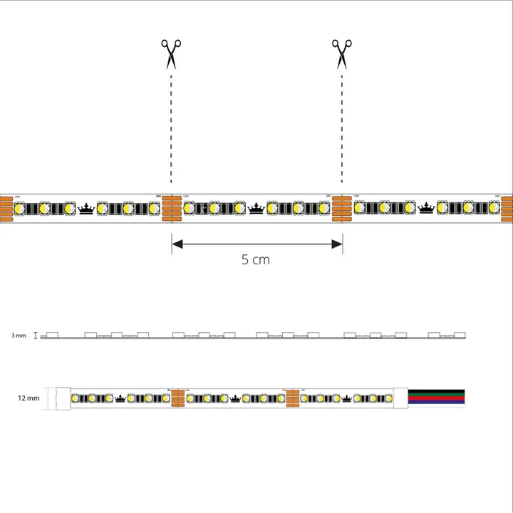 2 meter RGBW led strip Pro met 96 leds per meter Multicolor en Helder wit losse strip 4