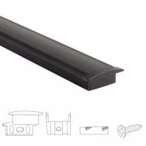 Aluminium ledstrip profiel zwart inbouw 2M Slim Line - 7 mm hoog - Compleet met afdekkap