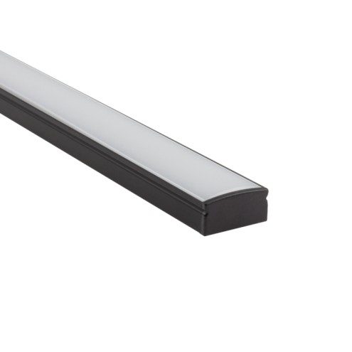 Aluminium ledstrip profiel zwart opbouw 3M 7 mm hoog compleet met afdekkap 5
