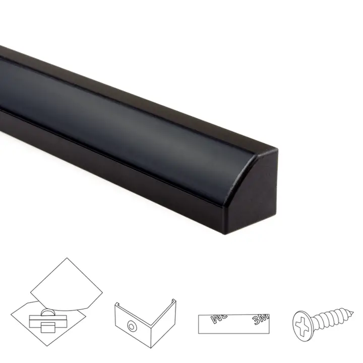 Ledstrip hoekprofiel zwart - Slim line - compleet inclusief afdekkap 1 meter