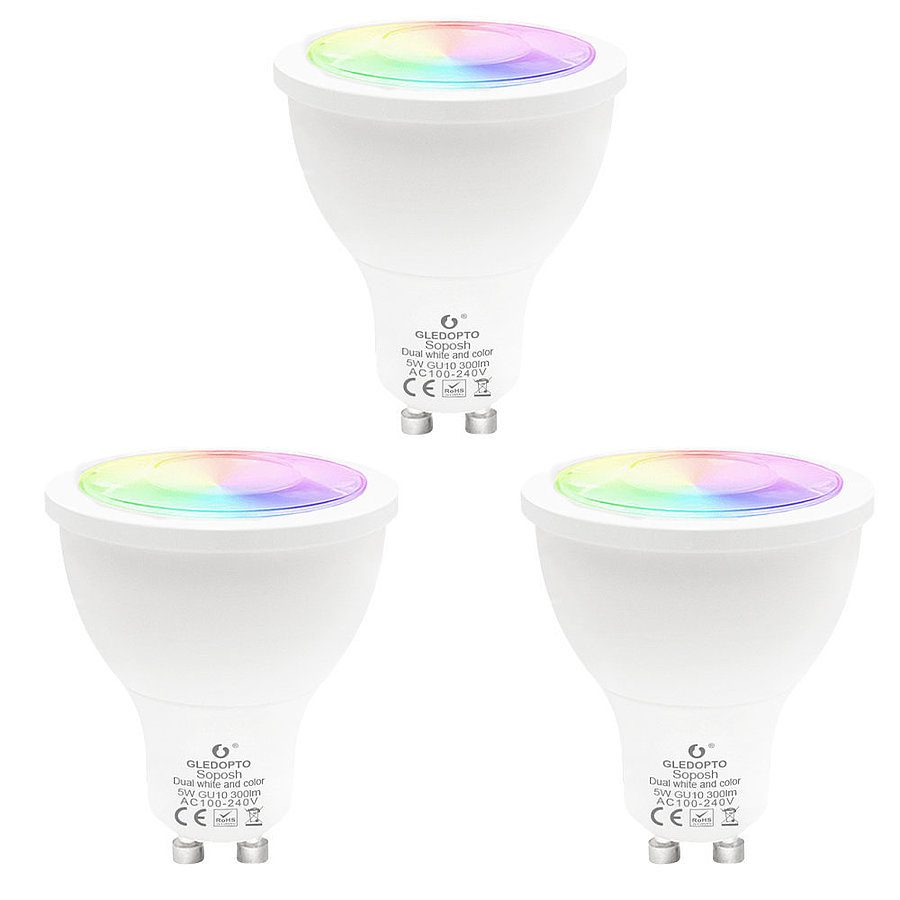 Zigbee LED spot RGBWW GU10 fitting - 5 Watt - alternatief voor Hue spots - Voordeelset van 3