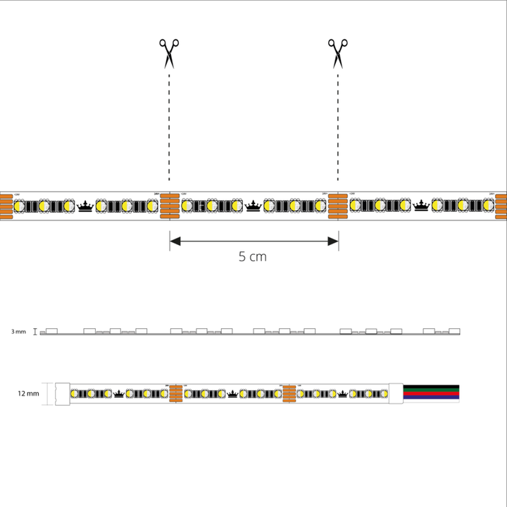13 meter RGBW led strip complete set Pro 96 leds per meter Multicolor met Helder wit 5