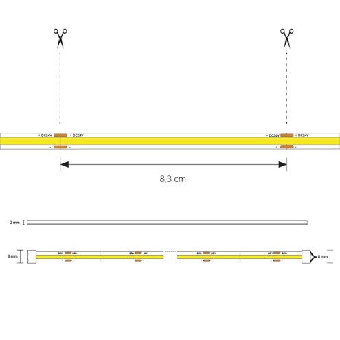 16 meter Warm Wit led strip COB met 384 leds per meter complete set 5