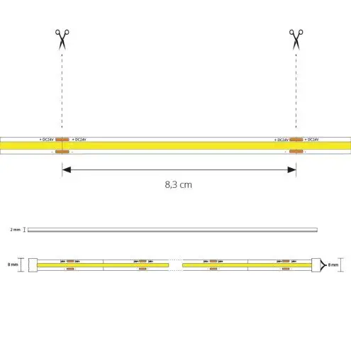 35 meter Warm Wit led strip COB met 384 leds per meter complete set 5