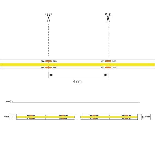 45 meter Warm Wit led strip COB met 504 leds per meter complete set 5