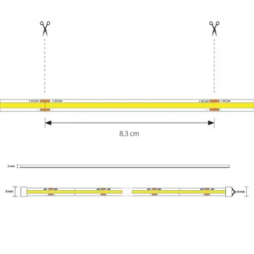 5 meter Warm Wit led strip COB met 384 leds per meter complete set 5