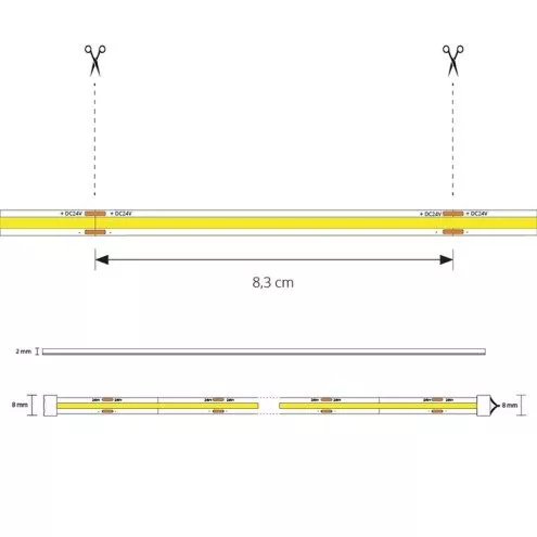 9 meter Helder Wit led strip COB met 384 leds per meter complete set 5