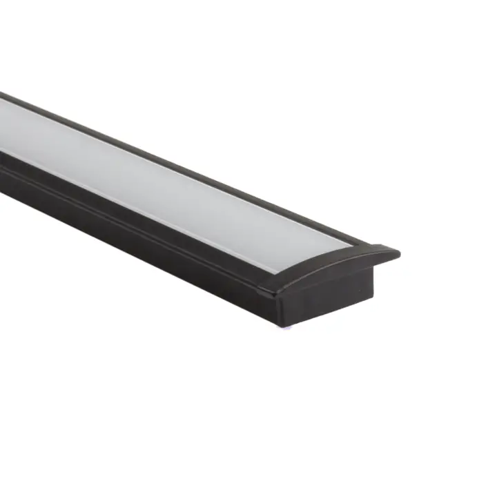 Aluminium ledstrip profiel zwart inbouw 4M Slim Line 7 mm hoog Compleet met afdekkap 4 1
