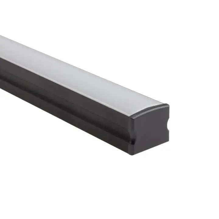 Aluminium ledstrip profiel zwart opbouw 3M - 15 mm hoog - compleet met afdekkap kopen? via 123LEDStrips!
