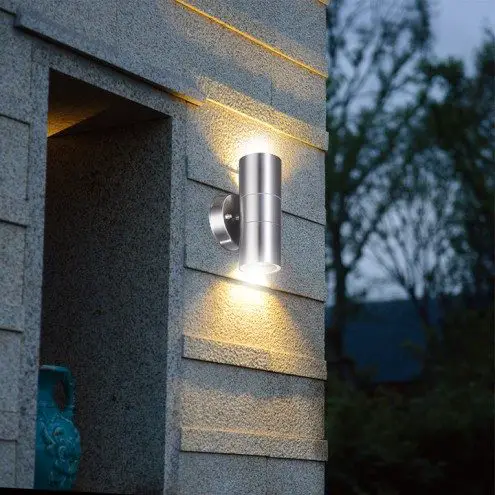 Aluminium up down wandlamp voor buiten met slimme Milight GU10 spot Rond 5 1