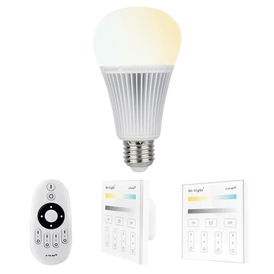 Dual White LED lamp set met afstandsbediening 9W E27