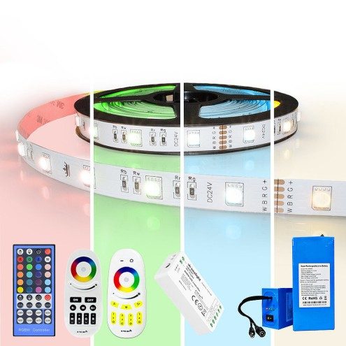 Led strip op batterij RGBW Basic complete set 4 meter