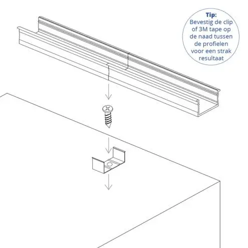 Led strip profiel inbouw Hoog model compleet met afdekkap 1 meter 15 mm hoog 5