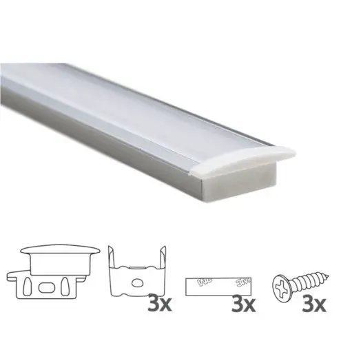 Led strip profiel inbouw Laag model - compleet inclusief afdekkap 1 meter 7 mm