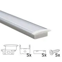 Led strip profiel inbouw Laag model - compleet inclusief afdekkap 2 meter 8 mm