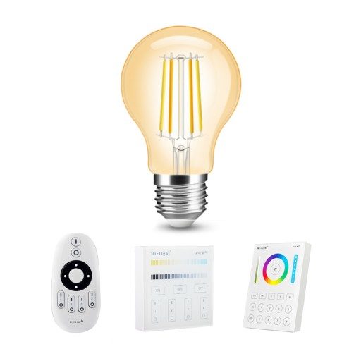 Milight Dual White smart filament lamp 7W E27 fitting - Amberkleurig A60 model - Met afstandsbediening