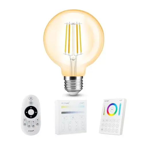 Milight Dual White smart filament lamp 7W E27 fitting - Amberkleurig G95 model - Met afstandsbediening