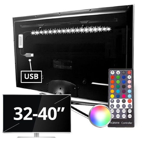 TV backlight set met 1 RGBWW ledstrip voor TV's 32-40 inch