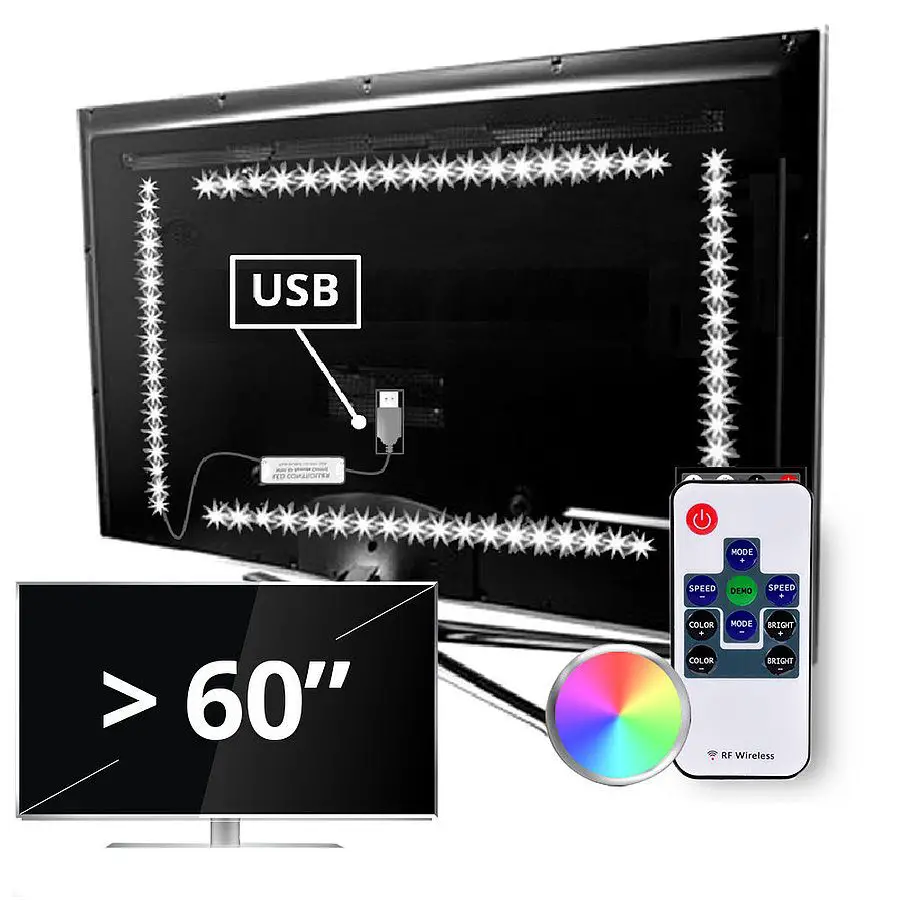 TV led strip set met 4 RGB strips voor TV's > 60 inch