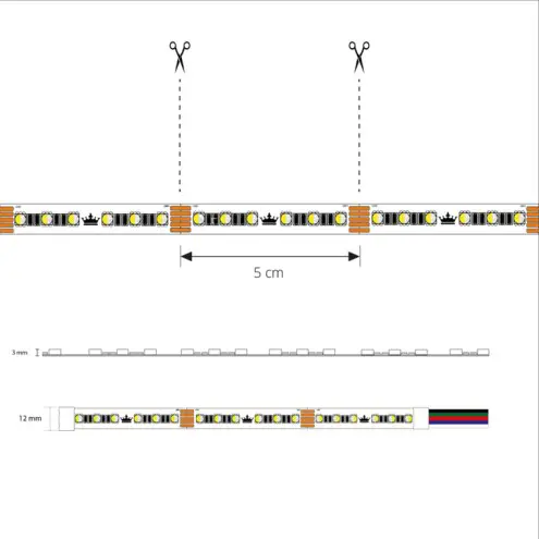 5 meter RGBW led strip Pro met 96 leds per meter Multicolor en Helder wit losse strip 4