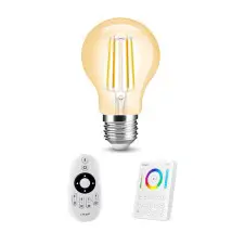 Milight Dual White smart filament lamp 7W E27 fitting - Amberkleurig A60 model - Met afstandsbediening